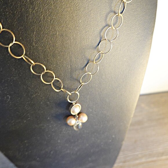 Champagne Pearl Delicate Gold Over Sterling Necklace Japanese - Picture 1 of 3
